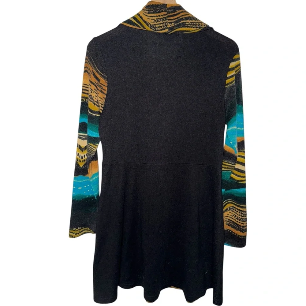 Y2K Boho Earthy Long Sleeve Mini Sweater Dress Cowl Neck Grunge‎ Fairy - Picture 6 of 9
